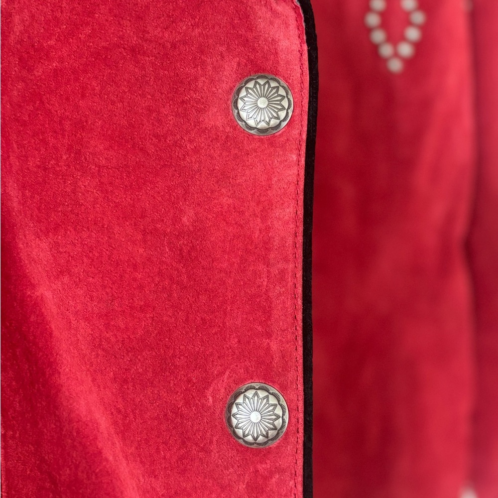 Scully Women's Red Genuine Suede Blazer with Stud Accents - Picture 7 of 8